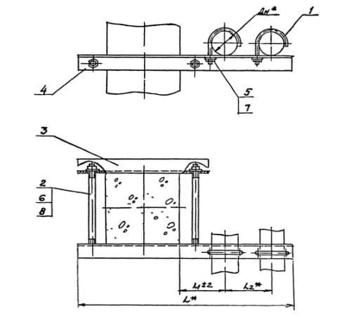 Крепления двух трубопроводов к колонне в Мозыре