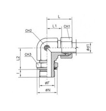 Угольник ввертный с уплотнительным кольцом и контргайкой TN 514