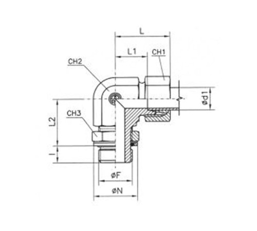 Угольники ввертные TN 514 с уплотнением в Мозыре