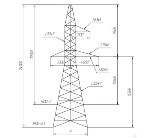 Промежуточно-угловые опоры ЛЭП в Мозыре с доставкой по Беларуси